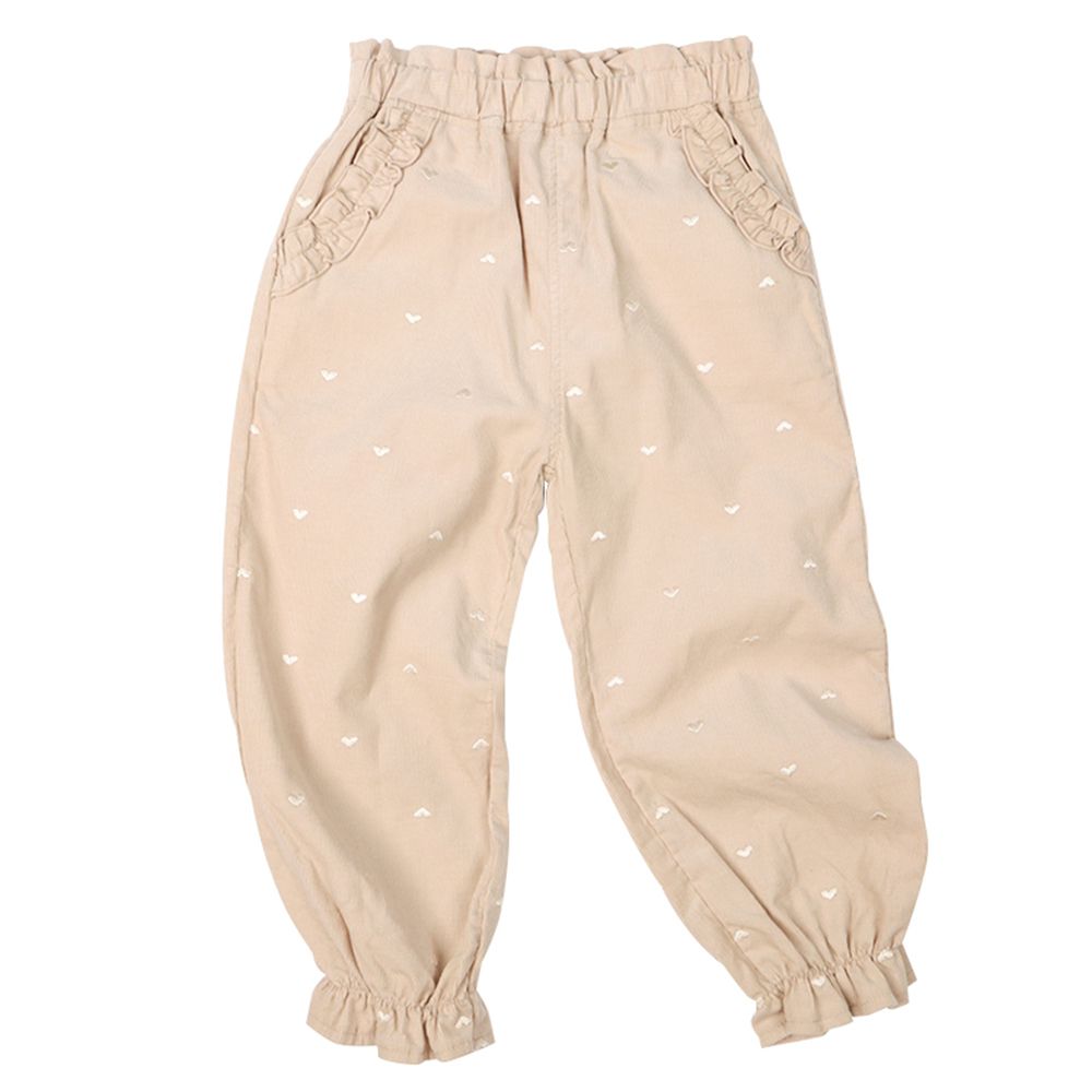 10分褲-荷葉邊 燈心絨-淺卡其色