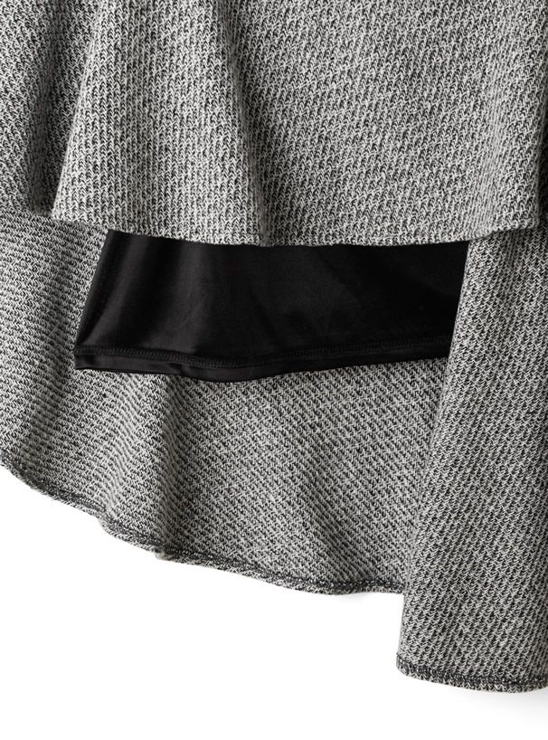 日本 GRL - 斜面拼接浪漫魚尾毛呢長裙-灰