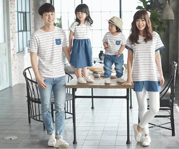 韓國 Monfimafi - 單寧條紋親子裝-爸比T恤