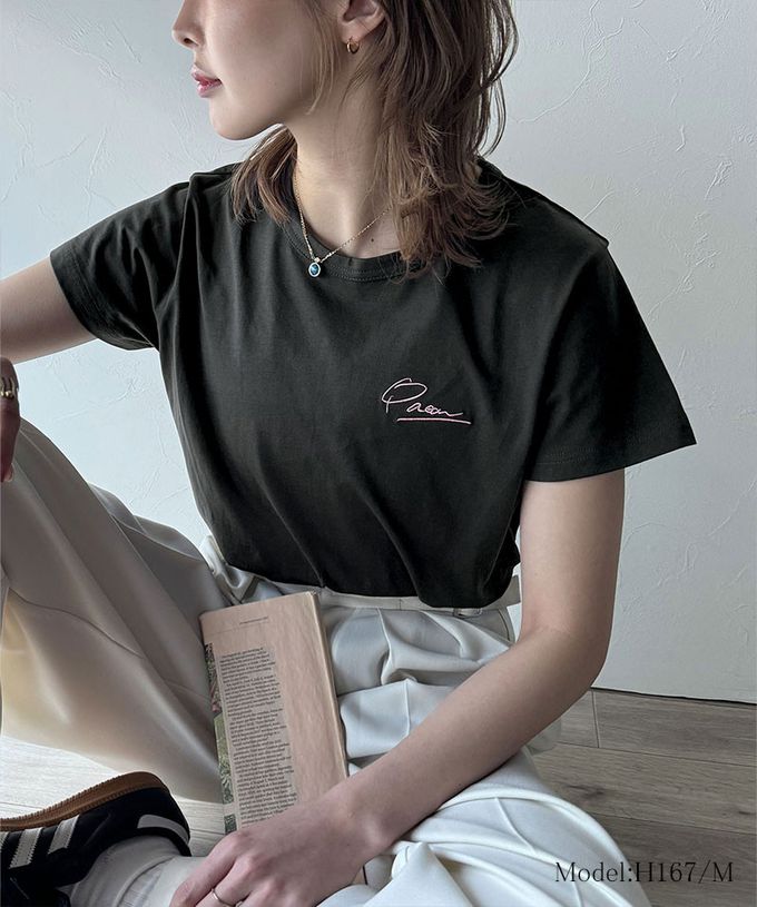 日本 Classical Elf - 胸前簡約刺繡logo有機棉短袖T恤-深灰