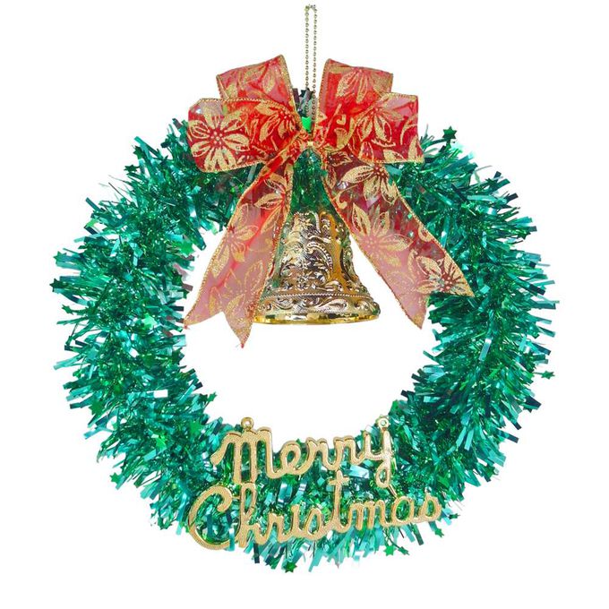 MODACore 摩達客 - 摩達客耶誕-台灣製14吋雙綠金蔥聖誕星星花圈/免組裝本島免運費