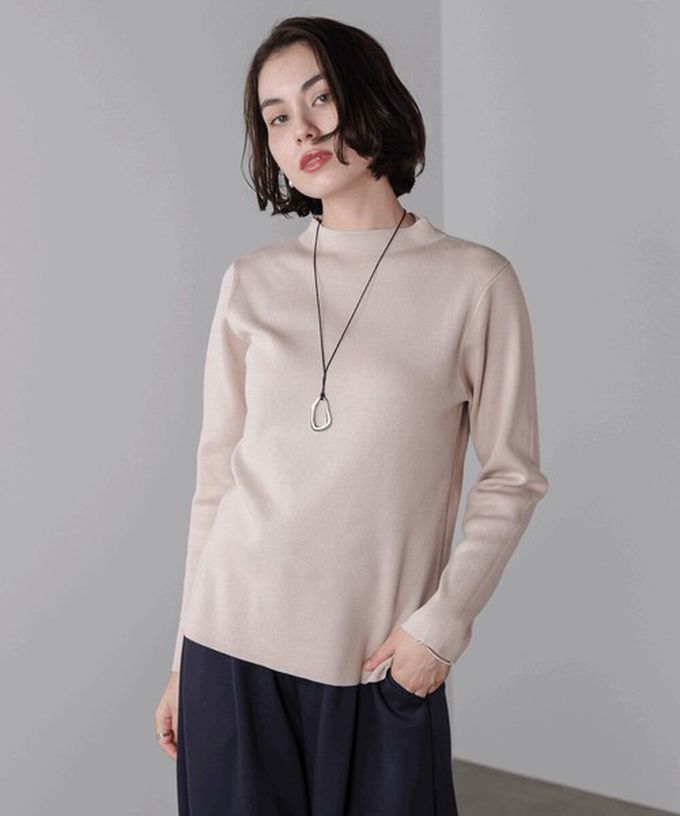 日本 Bab - 俐落感簡潔小立領針織上衣-杏x黃條紋