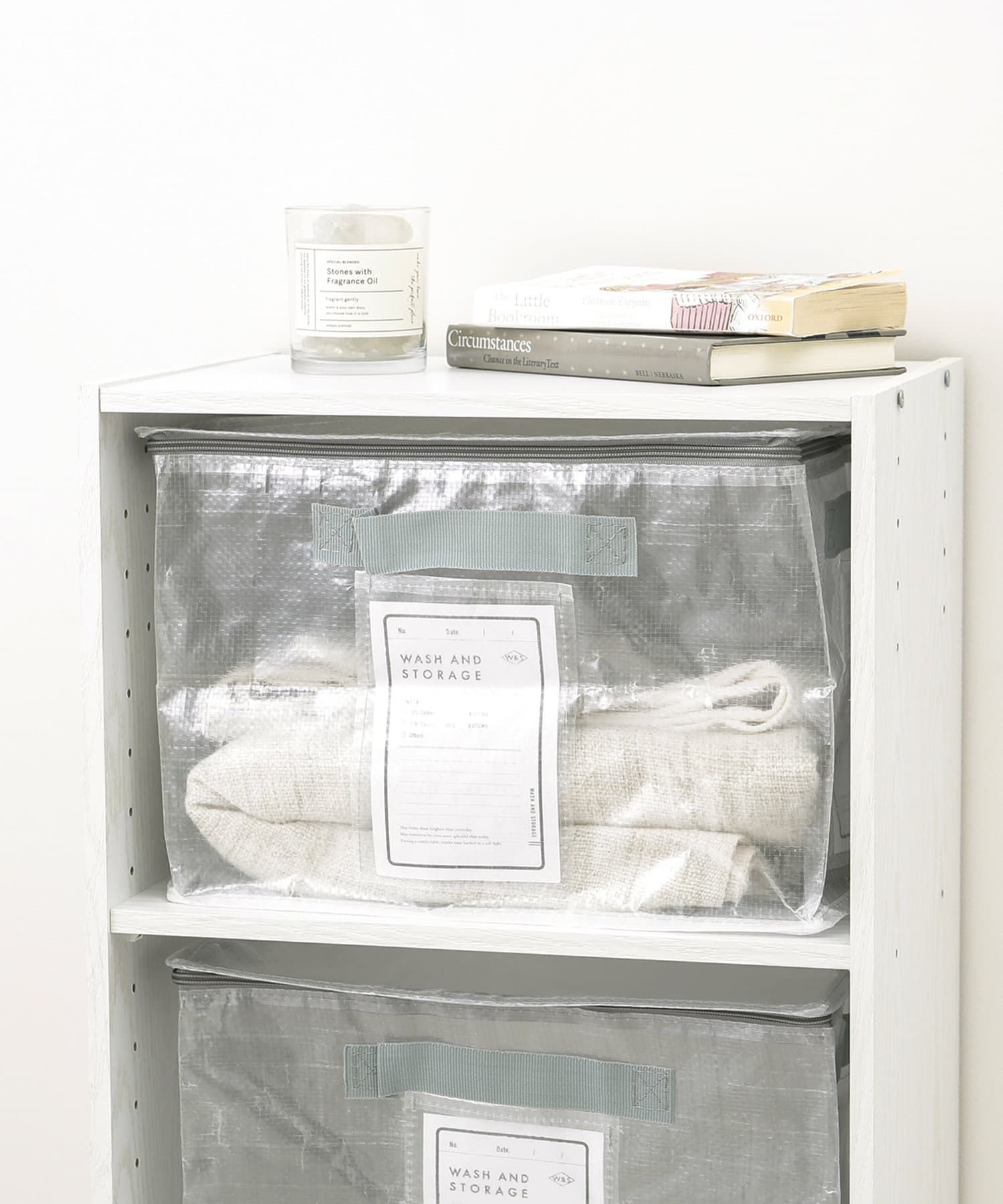 日本代購 - [日本主婦推薦] 半透明多功能衣物收納袋(可肩背/手提) 3入組-淺灰 (L(47x20x36cm))