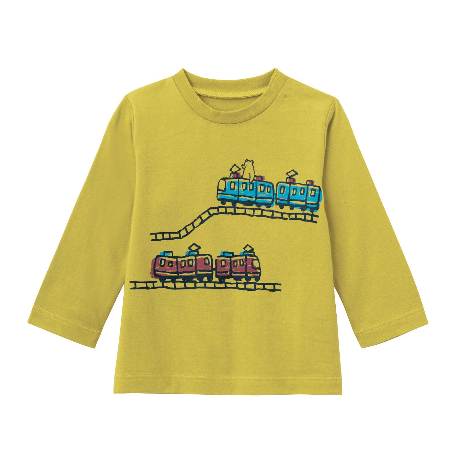 日本千趣會 - (小童)純棉印花長T-料理恐龍-藍