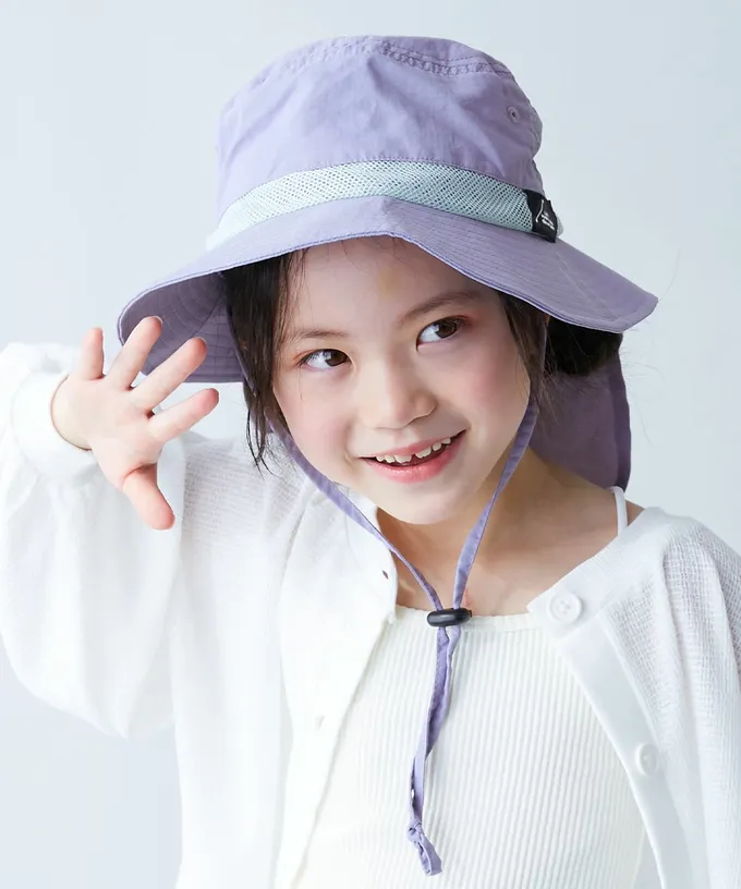 日本 devirock - UVcut 防潑水蓋脖遮陽帽(可親子裝)-薰衣草