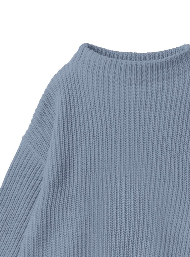 日本 GRL - 優雅酒瓶領澎澎袖針織毛衣-咖啡 (F)