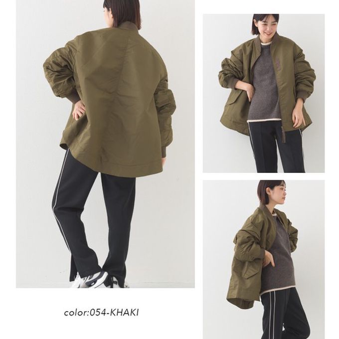 日本 OMNES - 優雅帥氣A字型寬版MA-1飛行外套-軍綠