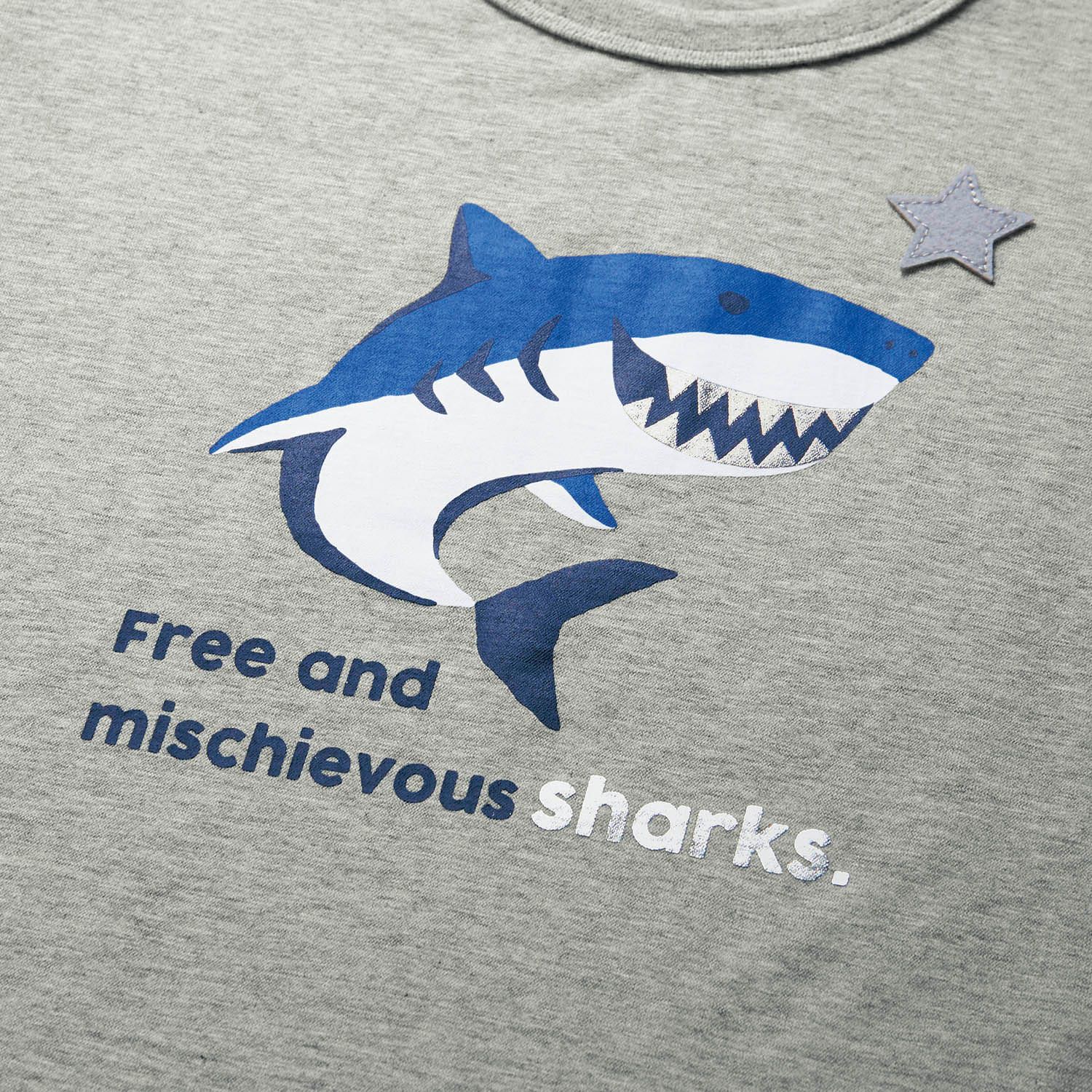 日本千趣會 - GITA純棉印花撞色短袖上衣-星星-藍紫白