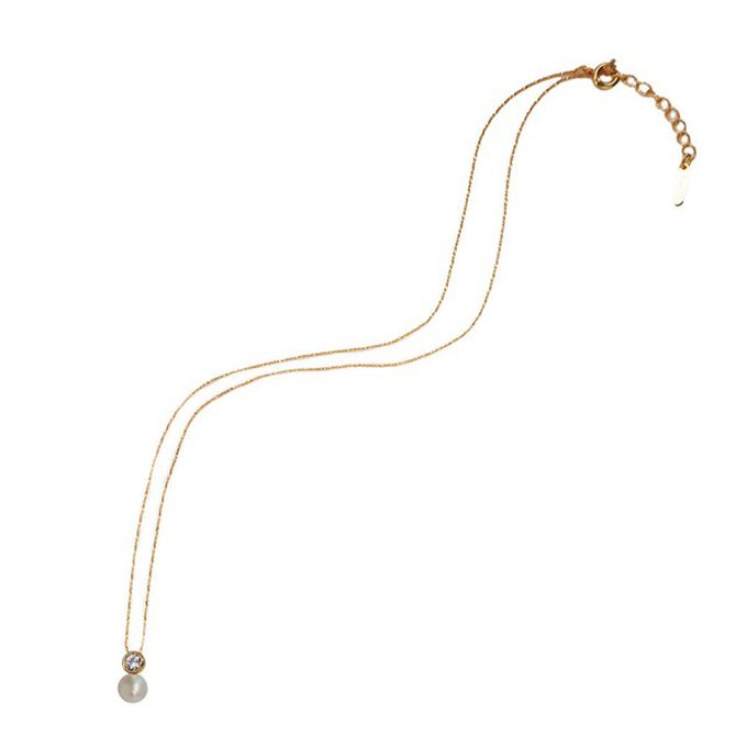 日本 Melody Accessory - 日本製 葫蘆形寶石珍珠疊搭項鍊-金