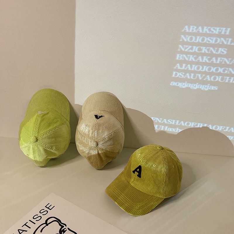 燈芯絨鴨舌帽-黃色 (帽圍52-54CM/建議年齡3-10歲)