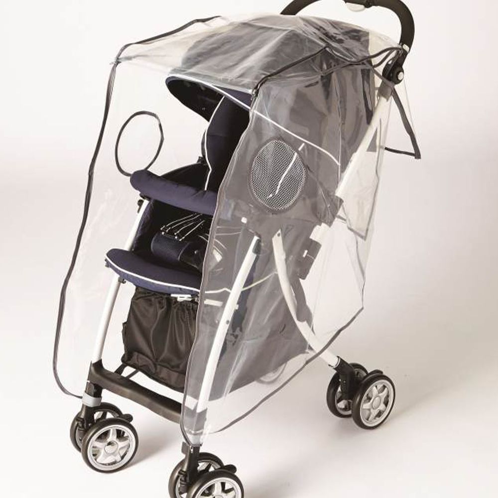 akachan honpo - 通用型前開式嬰兒推車用雨罩-透明
