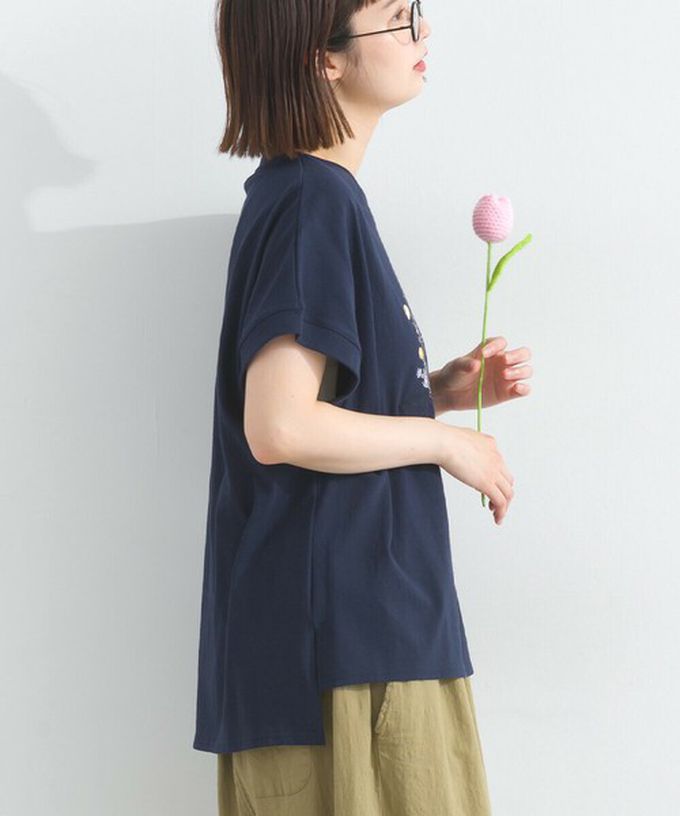 日本 Lupilien - 純棉知性印花法式袖T恤-灰棕