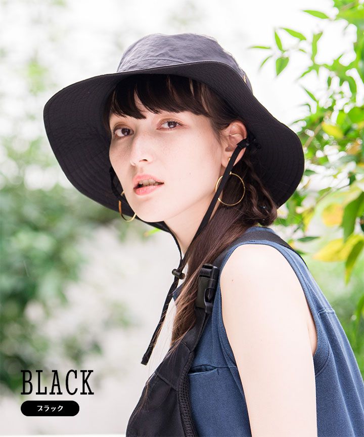 日本 irodori - 抗UV透氣遮陽帽(附防風帽帶/遮頸布)-海軍藍 (約58cm)