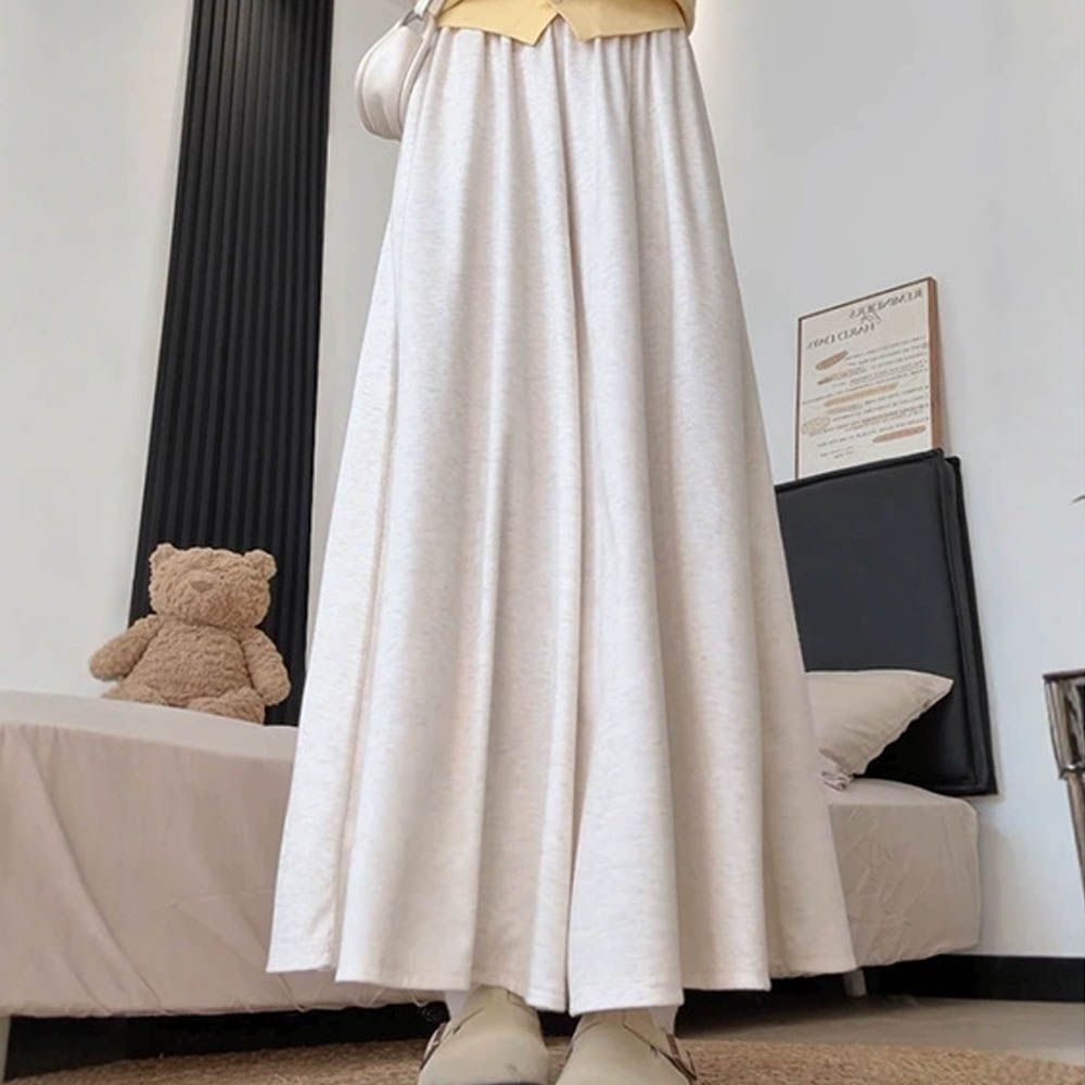 雲感親膚瘦瘦裙褲-有口袋(可選長度)-清新米白