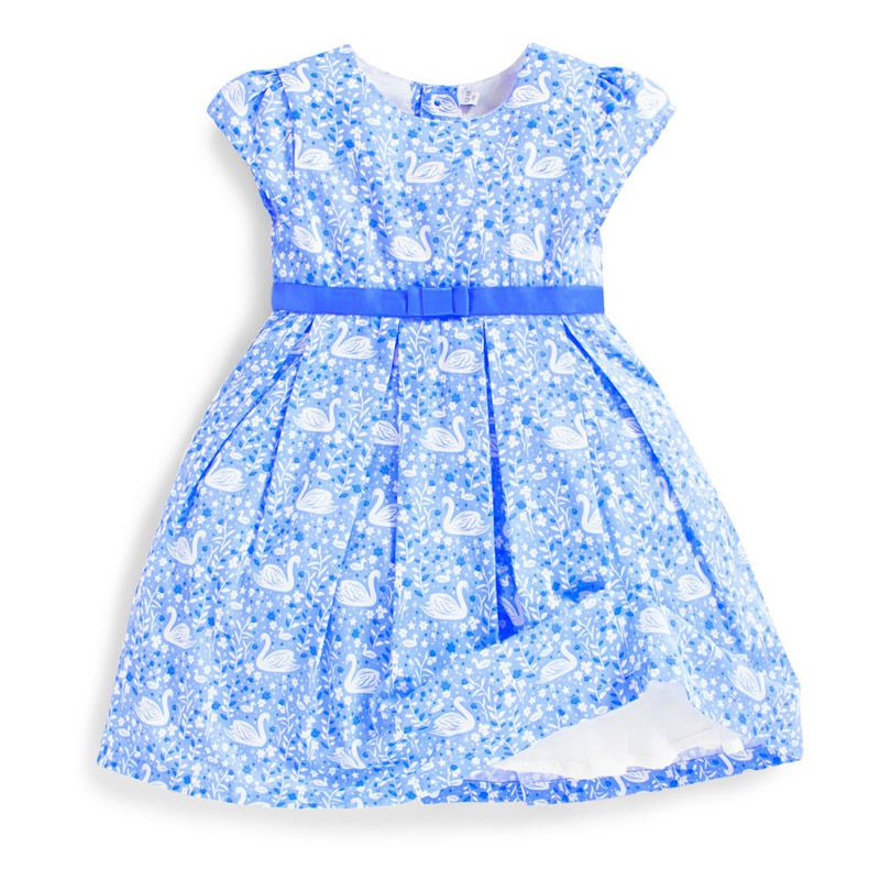 英國 JoJo Maman BeBe - 超優質嬰幼兒/兒童100％純棉短袖洋裝-白天鵝