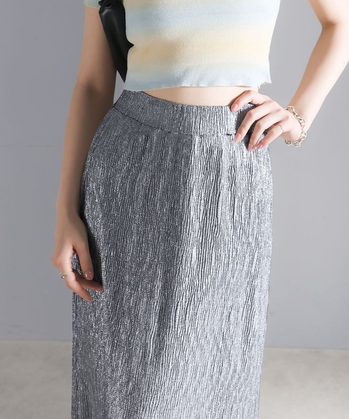 日本 Classical Elf - 小華麗光澤纖細修身長裙-黑