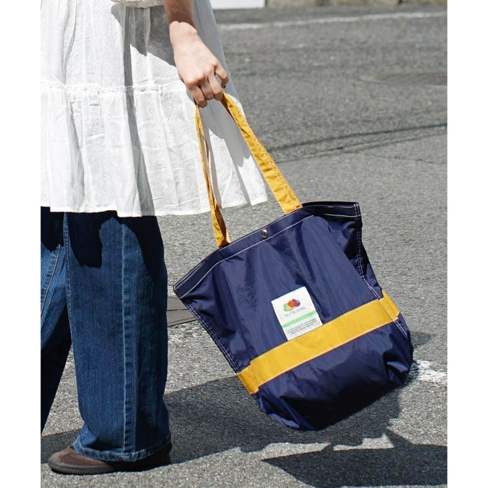 明亮水果折疊尼龍托特包(可放A4)-深藍
