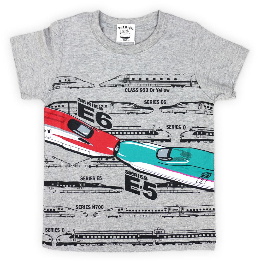 日本服飾代購 - 純棉印花短袖上衣-新幹線頭對頭-灰