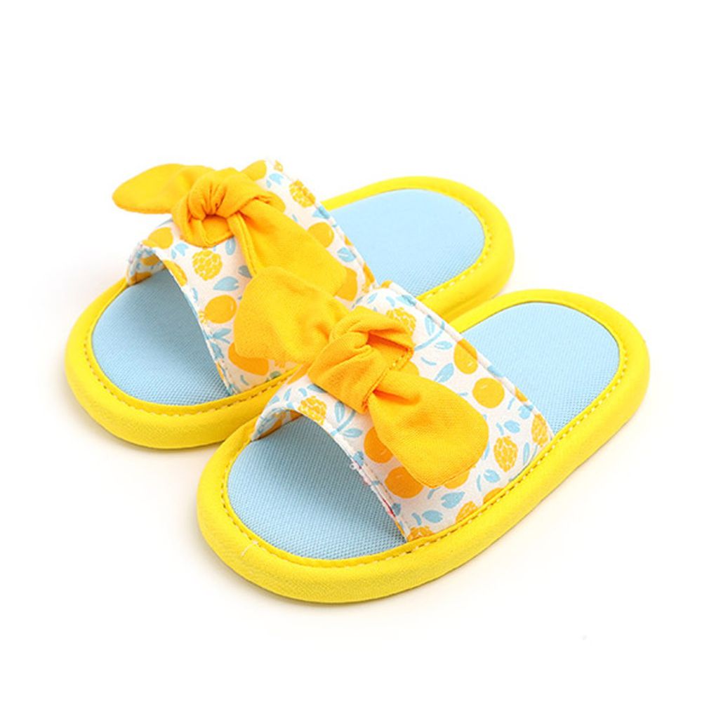 韓國 OZKIZ - 消音防滑室內鞋-拖鞋款(蝴蝶結)-黃