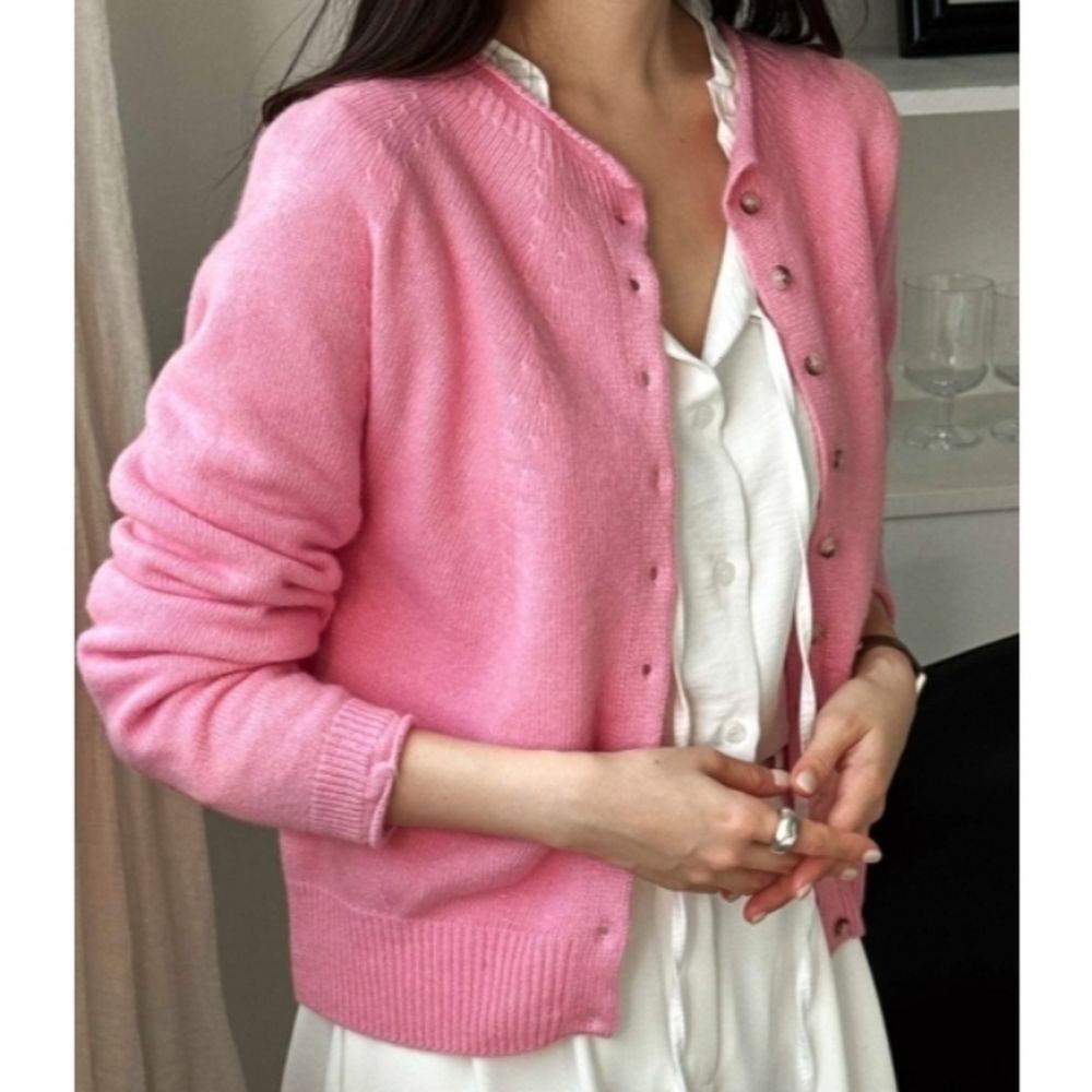 55%美麗諾羊毛輕盈暖感針織外套-桃粉 (FREE)