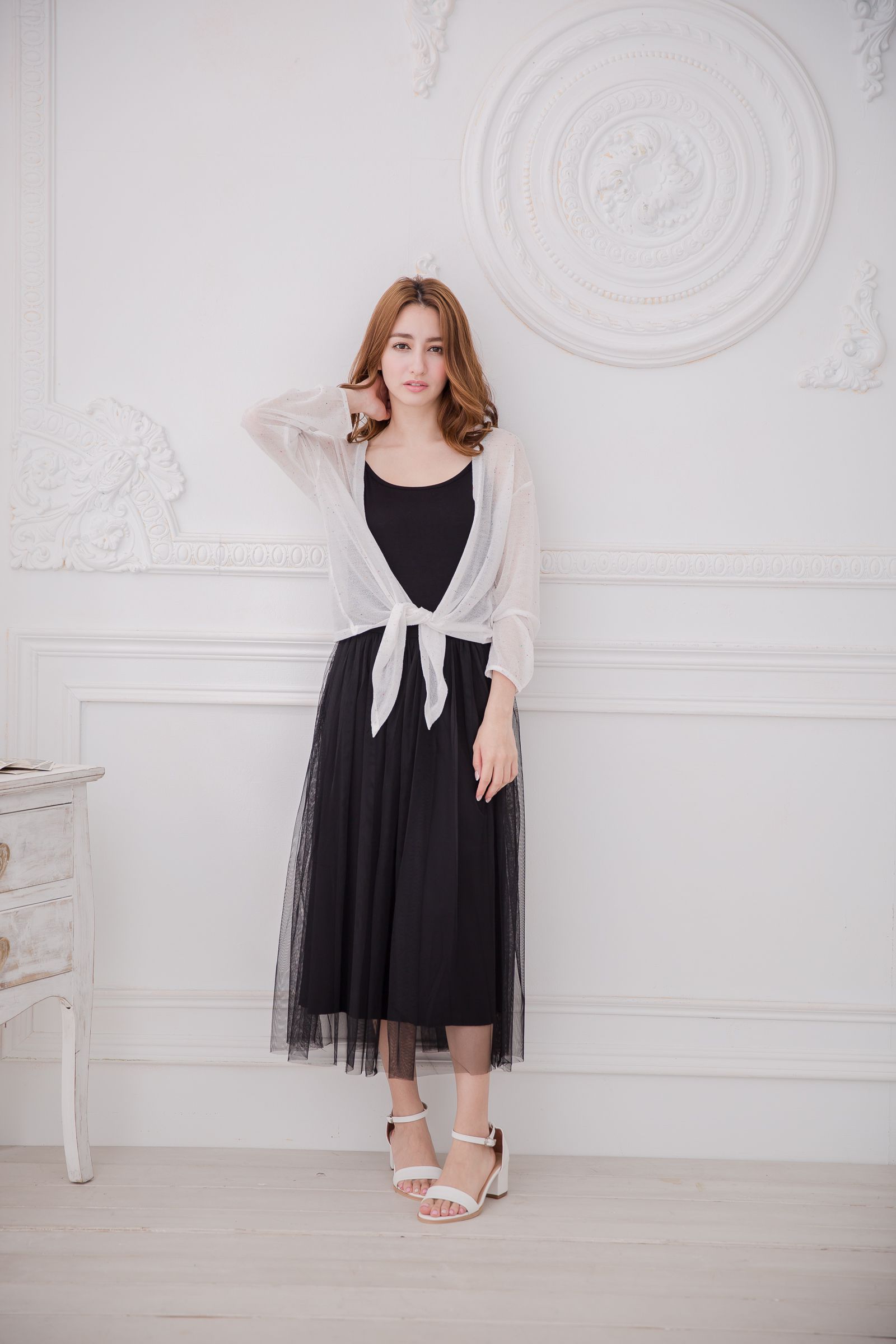 Peachy - 獨家訂製綿柔連身紗裙-細肩帶連身款-華麗黑 (F)
