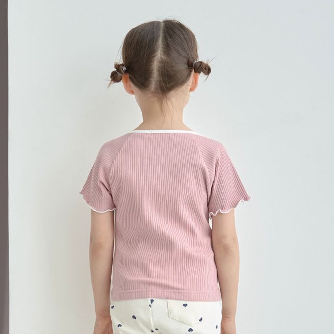 日本 Lycee mine - 小甜心線條領口短袖上衣-條紋-黑白