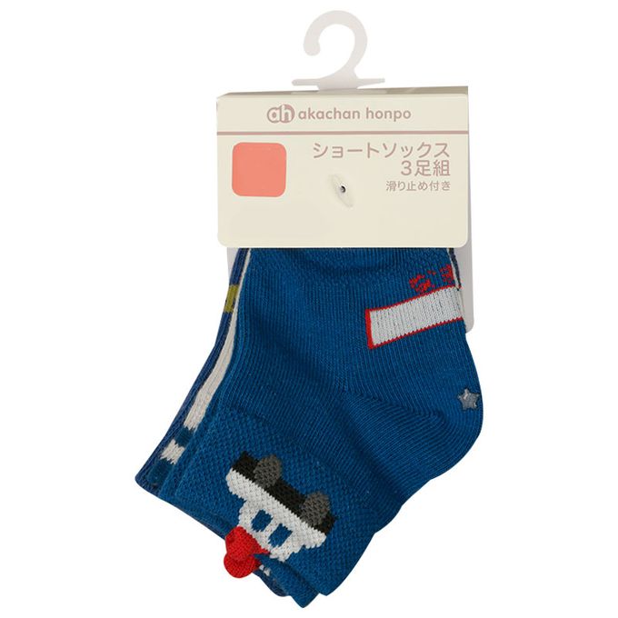 akachan honpo - 短襪3雙組-汽車-深藍色 (9~14cm)