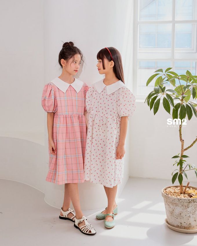 韓國 sm2 - Lovely印花泡泡袖洋裝-滿版玫瑰-象牙白