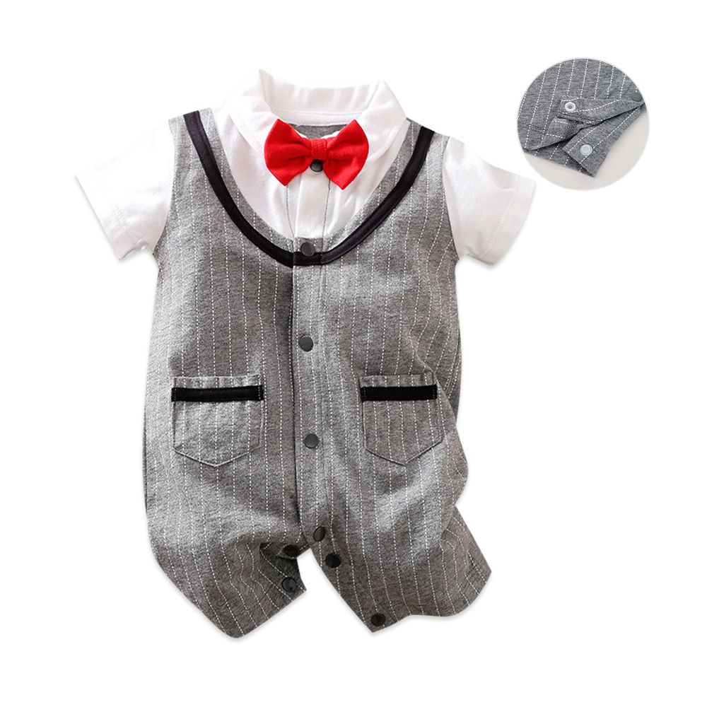 JoyNa - 短袖造型連身包屁衣 童裝 嬰兒連身衣 灰色-灰色款