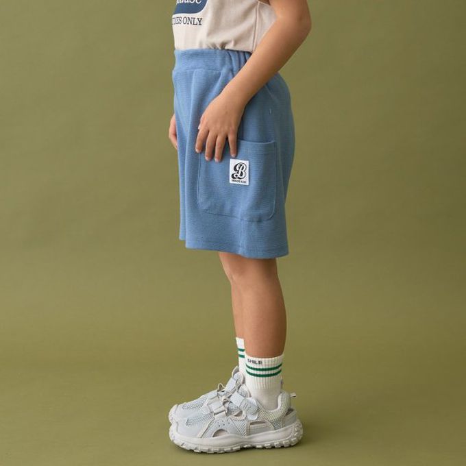 日本 b-ROOM - 柔款彈性大口袋素色短褲(4分丈)-海軍藍