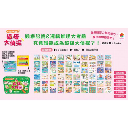 go smart趣桌遊：超級大偵探-含:60張遊戲卡牌+1顆骰子+1張玩法說明書