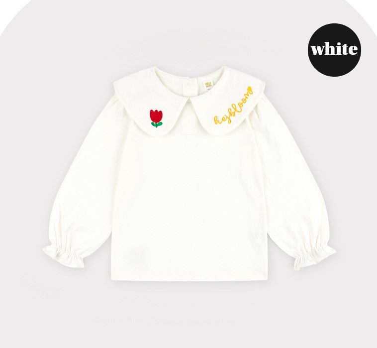 韓國 HEJMINI - 鬱金香領公主袖上衣-象牙白