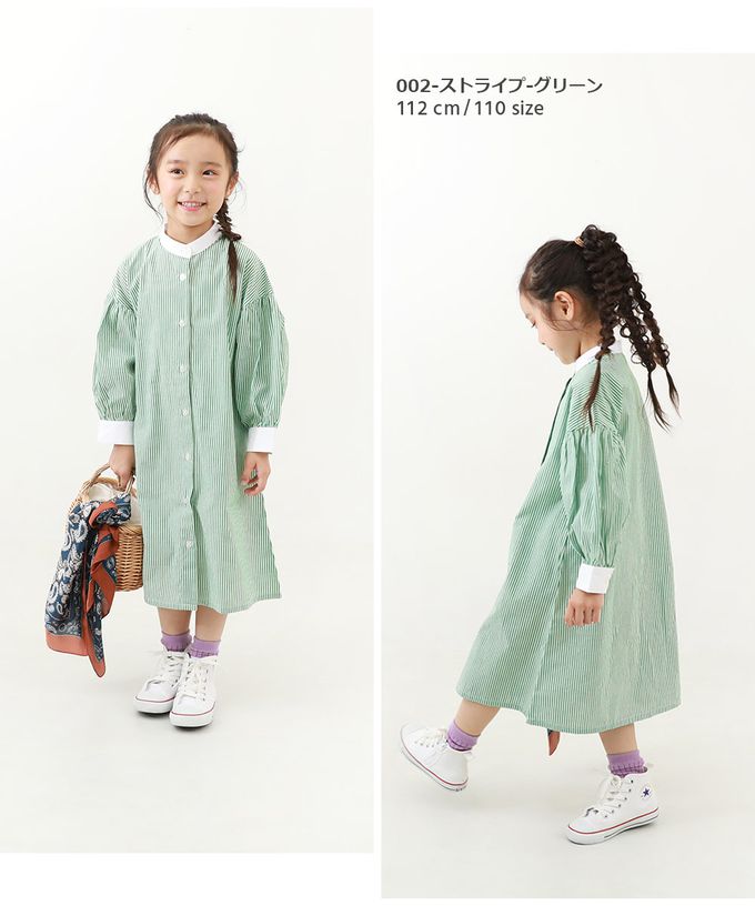 日本 devirock - 2WAY氣球袖襯衫式開襟洋裝-格子-黑