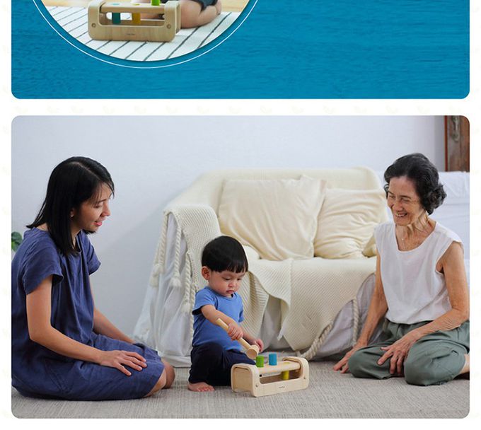 泰國 Plantoys - 原木感統玩具-翻轉敲敲樂