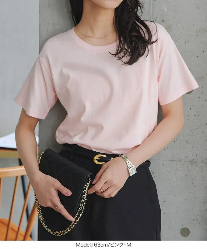 日本 Kobe Lettuce - 抗透汗 純棉圓領合身短袖上衣-海軍藍