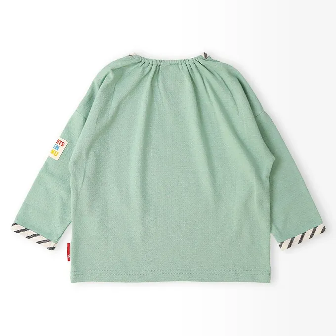 日本 ZOOLAND - 水果樂園 格紋緹花長袖上衣-蘋果-紫