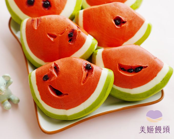 美姬饅頭 - 紅肉西瓜野藍莓鮮乳造型饅頭-50g*6顆