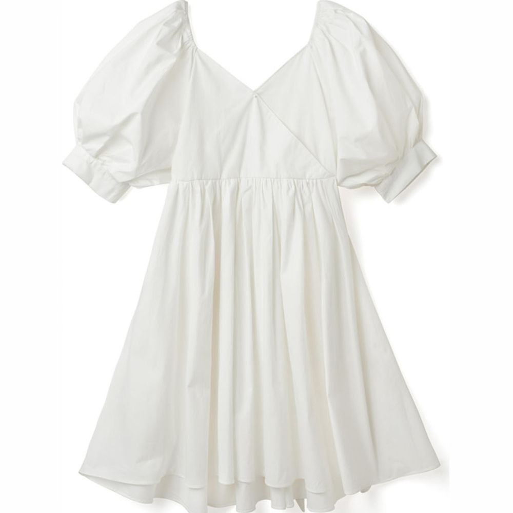 日本 GRL - 2way甜美大蝴蝶結美腰五分袖洋裝-天使白