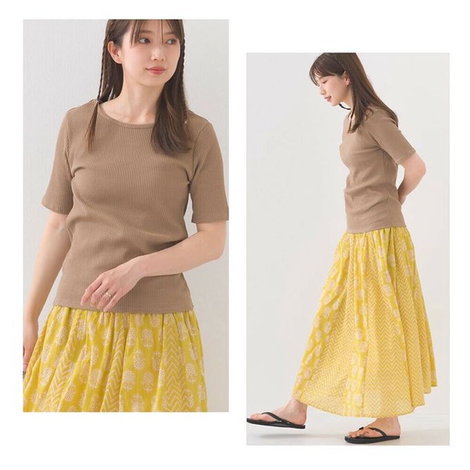 日本 OMNES - 接觸冷感 後頸V羅紋合身短袖上衣-白