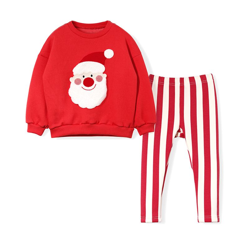 韓國 OZKIZ - (內刷毛)條紋聖誕老人套裝