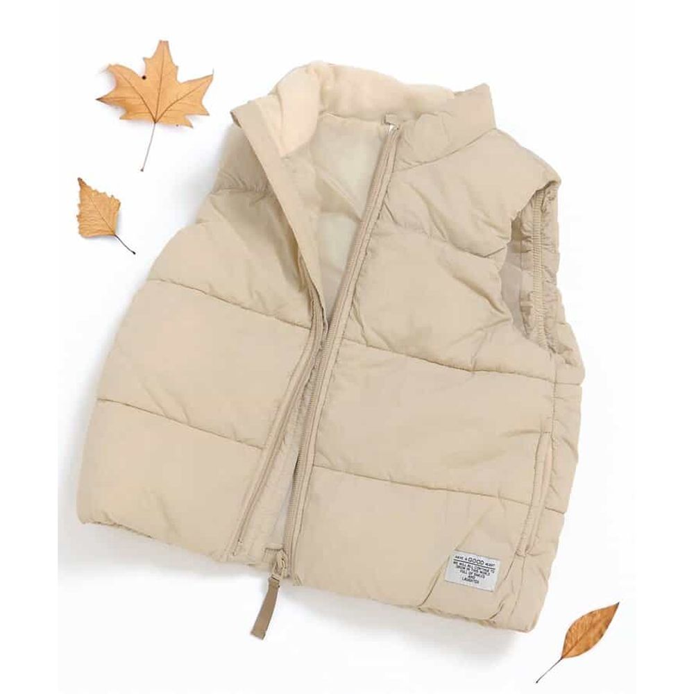 可機洗 輕量保暖鋪棉背心-米杏