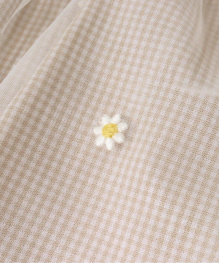 日本 apres les cours - 花朵刺繡拼接夢幻短袖上衣-嫩綠x黑