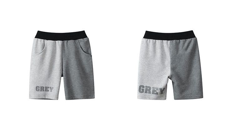 純棉腰鬆緊休閒五分褲-拼色款-淺藍+海軍藍