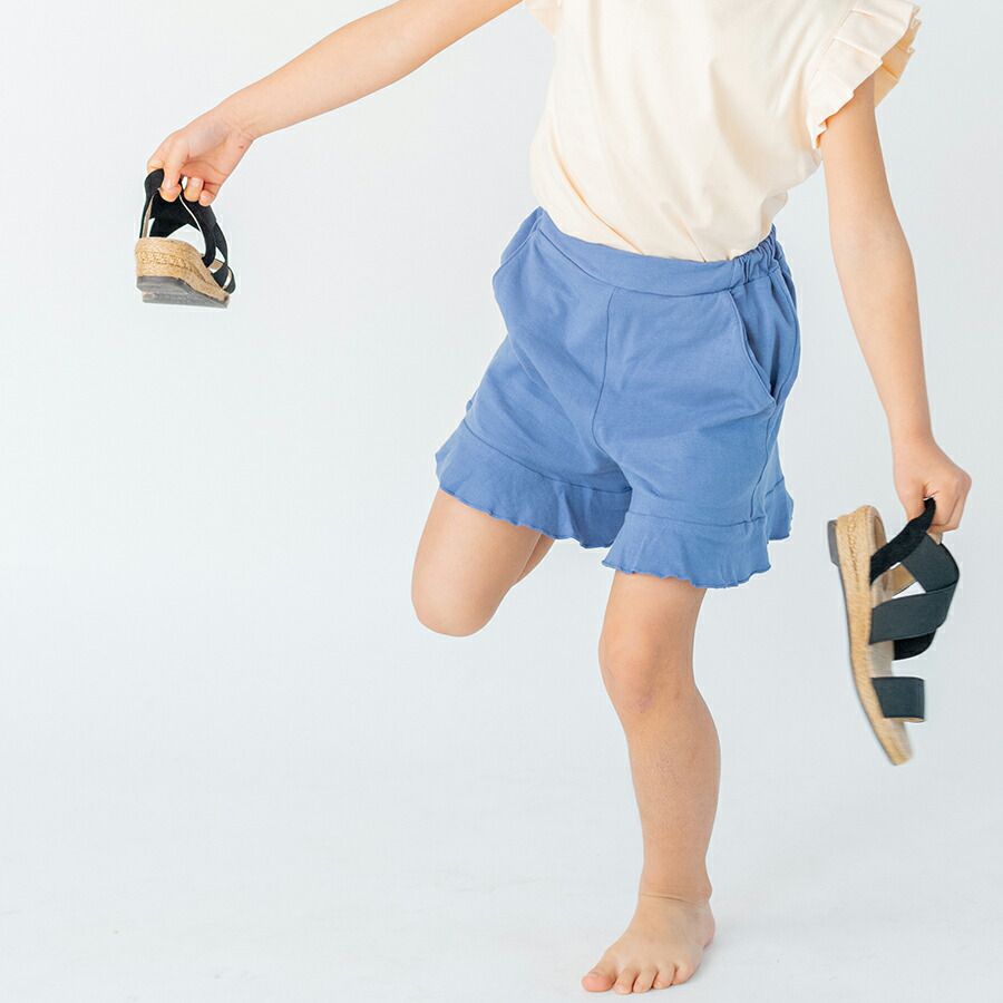 日本 evercloset - 天竺棉荷葉邊涼爽輕薄短褲-薄荷綠