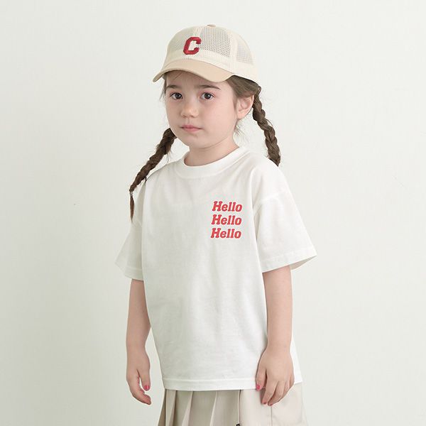 日本 b-ROOM - 英文標語休閒短袖上衣-NICE-奶油黃