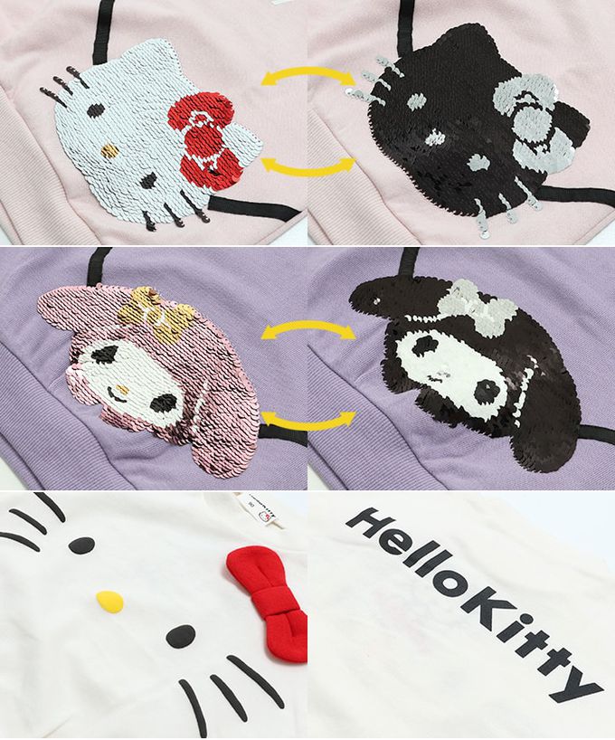 日本 Chil2 - 人氣角色裏毛長袖上衣-卡通人物凱蒂貓-粉紅