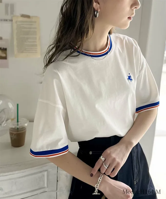 日本 Classical Elf - Java 100%天竺棉 刺繡舒適短袖上衣-奶油杏