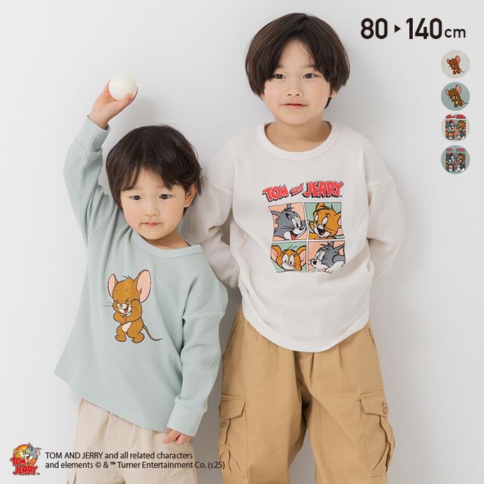 日本 Chil2 - 限定聯名 華夫格薄長袖上衣-四格表情-奶白