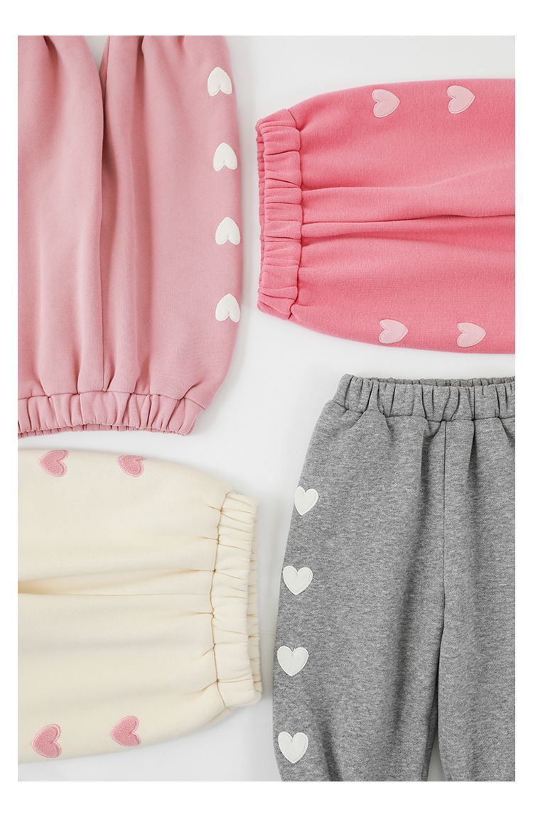 TONGMO - 腰鬆緊運動束口長褲-側邊愛心-桃粉色