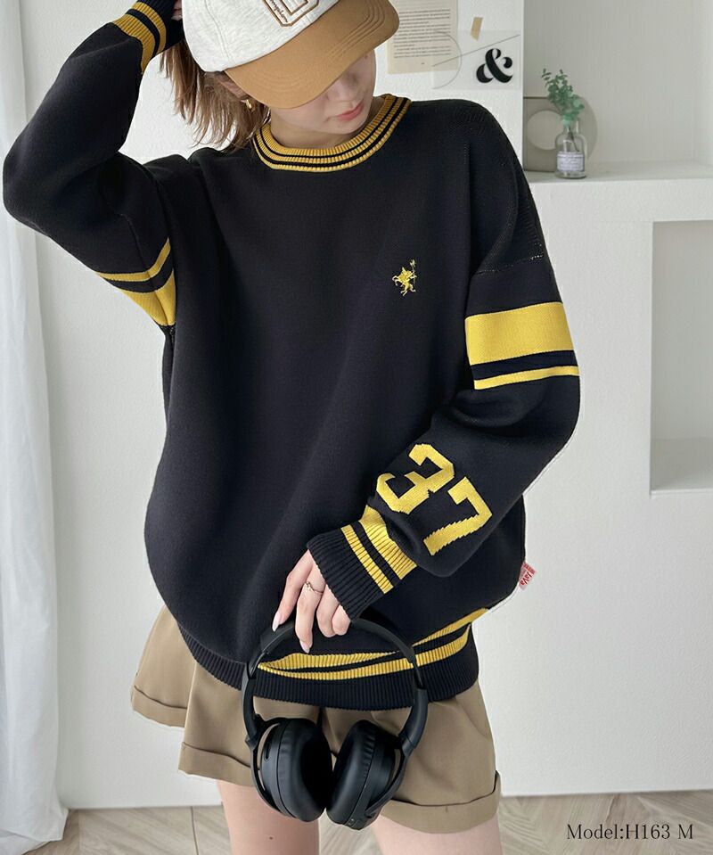 日本 Classical Elf - Java聯名 POLO刺繡寬鬆針織大學T-淺灰